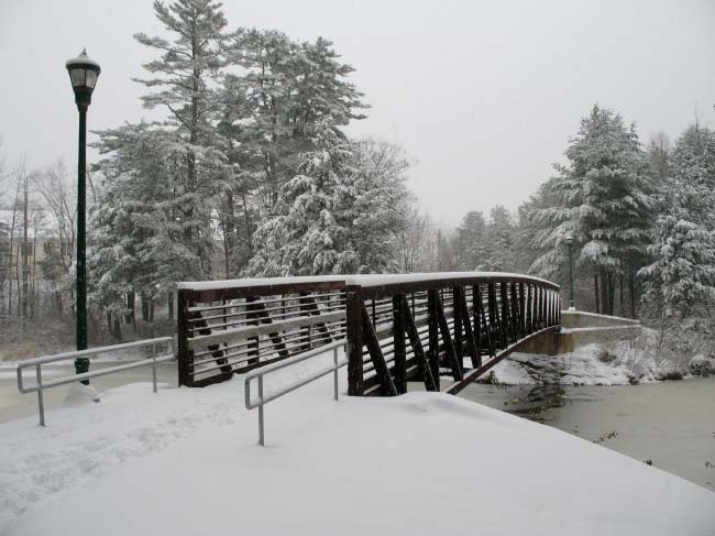 Footbridge over the Royal River in Winter