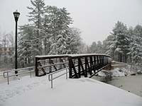 Footbridge over the Royal River in Winter - click to view larger image...