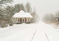 Historic Grand Trunk Railroad Station in Winter - click to view larger image...
