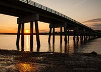 Sunset at Bridge to Cousins Island - click to view larger image...