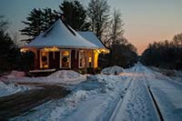 Historic Grand Trunk Station at Night in Winter - click to view larger image...