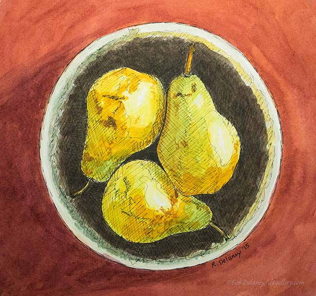 Pears in a Brown Bowl