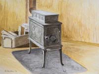 Old Wood Stove-Cobscook Bay Cottages - click to view larger image...